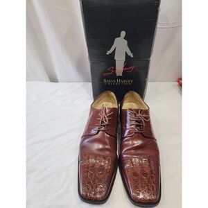 Steve Harvey Men's Dress Shoes Cognac Size 12 Crocodile Leather Square Toe